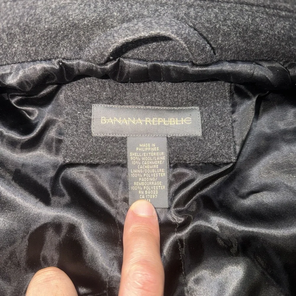 VINTAGE Banana Republic Jacket Mens XL Black Wool Cashmere Full Zip Lined Casual
